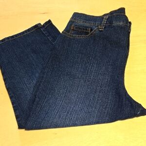 Gloria Vanderbilt Classic Blue Denim Capri Amanda Slimming Size 14 Dark Blue
